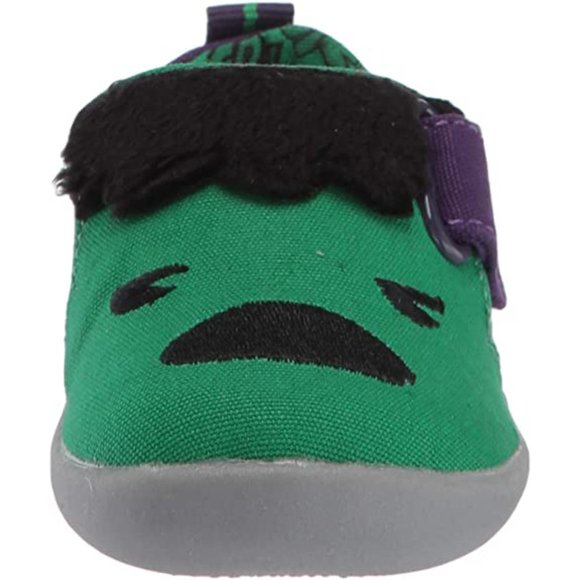 NEW TOMS X Marvel Kid Baby Whiley Hulk Slip On Green Purple Embroidered 3D Face - Picture 3 of 7